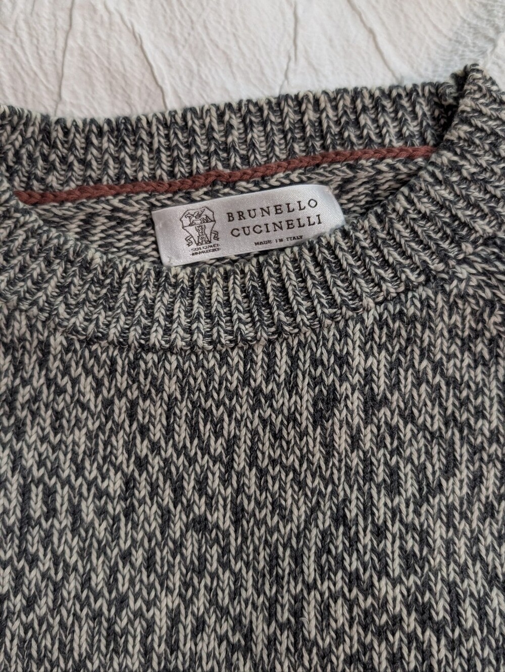 Brunello Cucinelli Men’s Two-Tone Sweater – Dark Charcoal & Cream